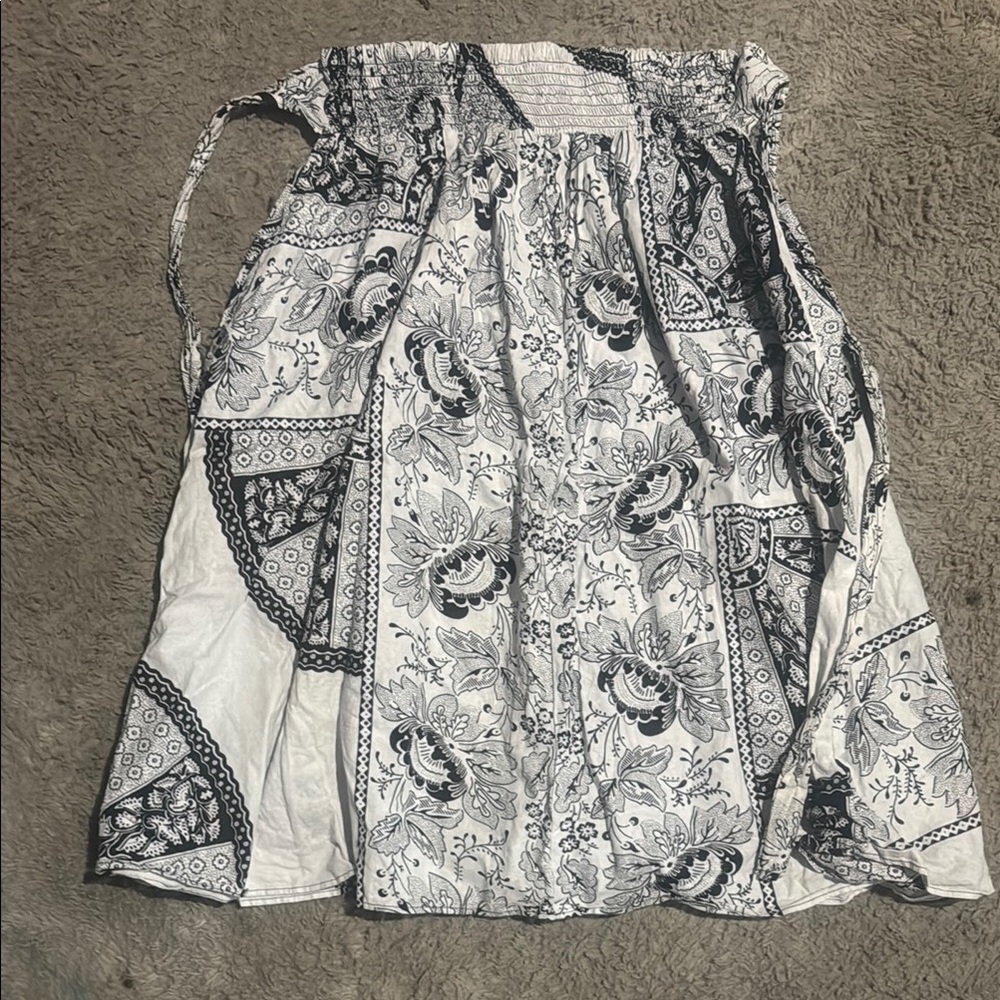 Jack by BB Dakota Gray and White Midi A-Line Skirt